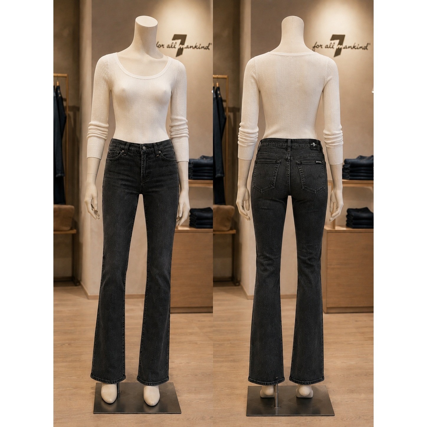 7 For All Mankind Black Wash Bootcut Jeans Size 30